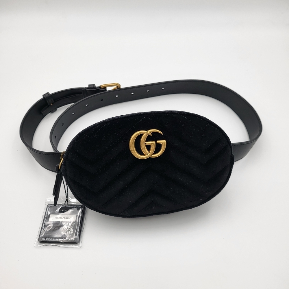 GUCCI GG Marmont Oval velvet handbag/waist bag..Authentic w/COA...